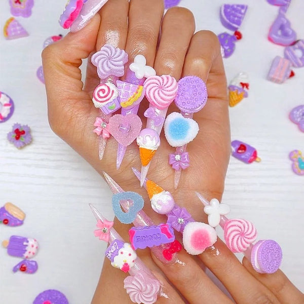 10 Large 3D Nail Candy Swirl Charms, Nail Art