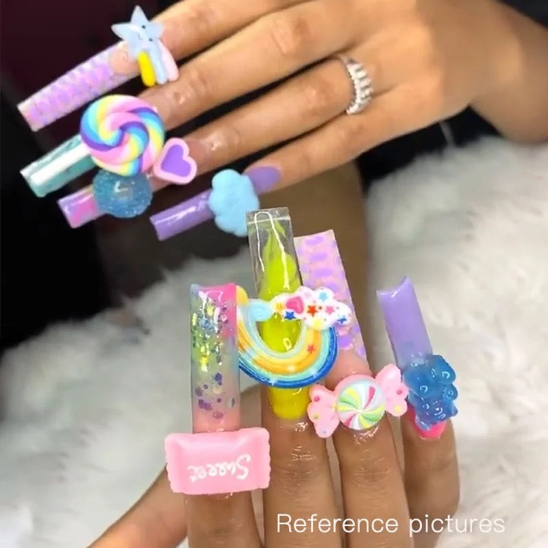 WNG 50Pcs 3D Gummy Candy Nail Charms Colorful Sugar Gummie Candy